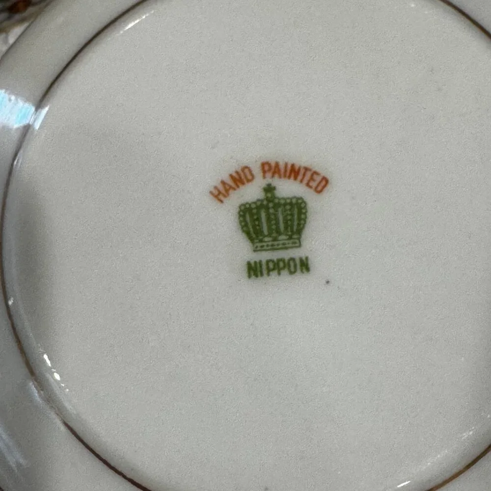Nippon Hand Painted Porcelain Bowls & Demitasse Cup Floral w/ Gold Trim Antique - Picture 6 of 8